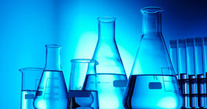 Minimalist Chemistry Blue Laboratory Wallpaper