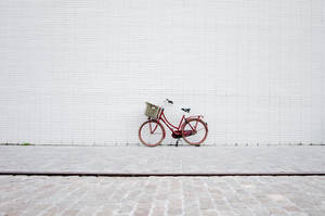 Minimalist City Red Bike Wallpaper