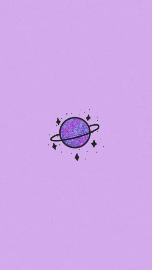Minimalist Cute Purple Aesthetic Planet Wallpaper