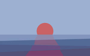 Minimalist Desktop Sunset In The Ocean Wallpaper