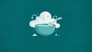 Minimalist Eating Cloud Art Wallpaper