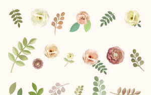Minimalist Floral Design In Pastel Shades Wallpaper