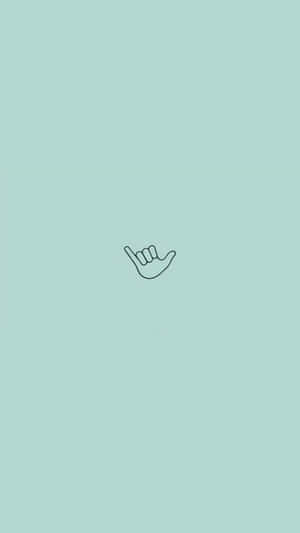 Minimalist Hang Loose Hand Sign Cute Iphone Teal Wallpaper