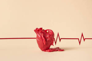 Minimalist Heartbeat On Beige Background Wallpaper