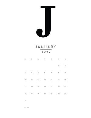 Minimalist January 2022 Calendar Wallpaper