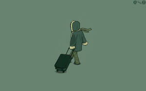 Minimalist Man With Suitcase Wallpaper