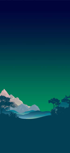 Minimalist Mountain Green Gradient Wallpaper