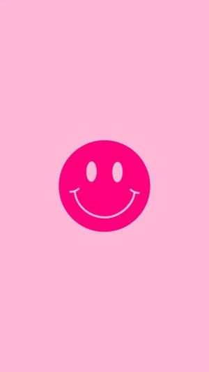 Minimalist Preppy Pink Smiley Face Wallpaper