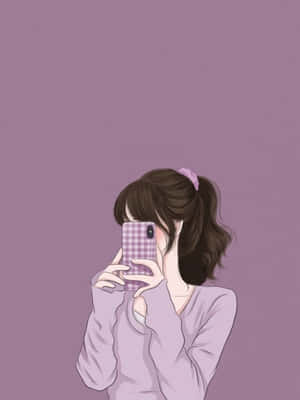 Minimalist Purple Anime Girl Aesthetic Digital Artwork Wallpaper