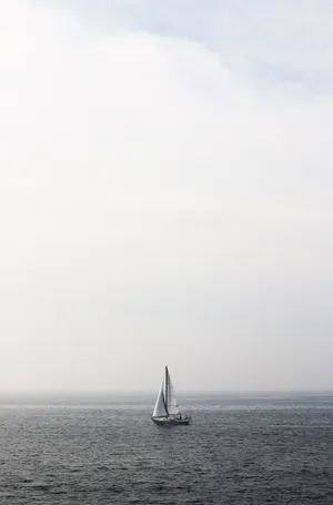 Minimalist Sea Sailboat Wallpaper