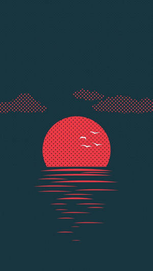 Minimalist Tablet Red Moon Art Wallpaper