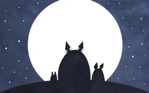 Minimalist Totoro Full Moon Wallpaper