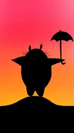 Minimalist Totoro Sunset Silhouette Wallpaper