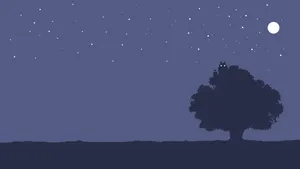 Minimalist Totoro Tree Silhouette Wallpaper