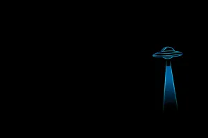 Minimalist Ufo Neon Blue Art Wallpaper