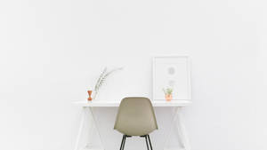 Minimalist White Desk Setup Wallpaper