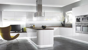 Minimalist White Kitchen Design Wallpaper