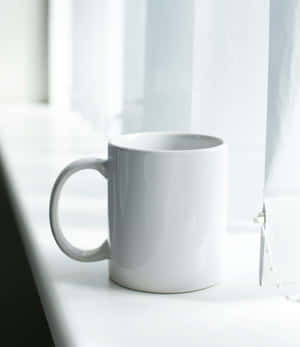 Minimalist White Mugon Window Sill Wallpaper