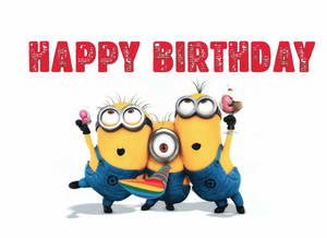 Minion Red Birthday Lettering Wallpaper