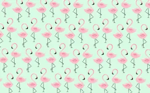 Mint Flamingo Pattern Wallpaper