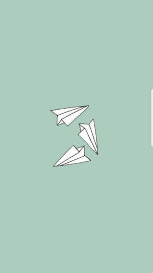 Mint Green Aesthetic Paper Planes Wallpaper