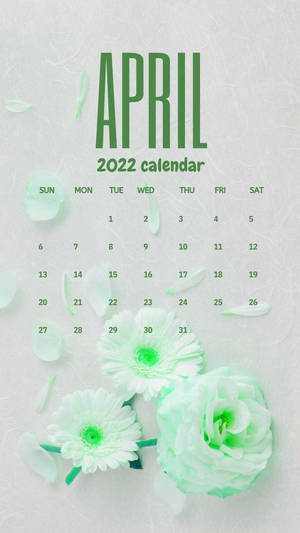Mint Green Flower April 2022 Calendar Wallpaper