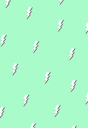 Mint Green Lightning Bolts Pattern Wallpaper