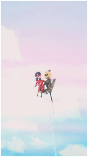 Miraculous Ladybug And Cat Noir In The Clouds Wallpaper