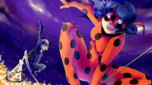 Miraculous Ladybug And Cat Noir Nighttime Fun Wallpaper