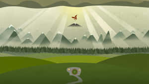 Misty Mountains And Dragon Illustration Wallpaper