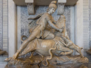 Mithra Killing Bull Sculpture Wallpaper