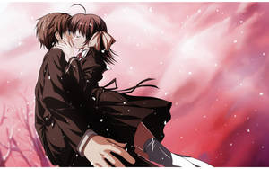Miyako And Hiro Anime Couple Kiss Wallpaper