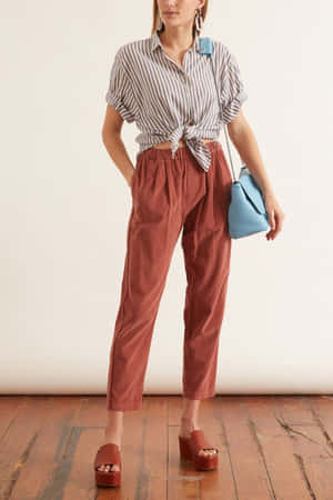 Model With Jérôme Dreyfuss Blue Bag Wallpaper