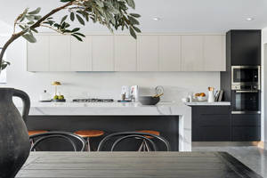 Modern Galley Kitchen With Sleek Design Wallpaper