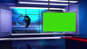 Modern Green Screen News Studio Set Wallpaper
