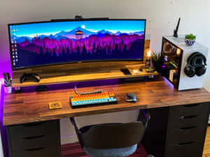 Modern Home Office Setupwith Ultrawide Monitor Wallpaper