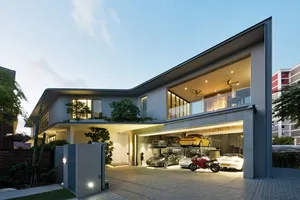 Modern House With Motorcycles Wallpaper