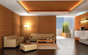 Modern Interior Wooden House Design Wallpaper