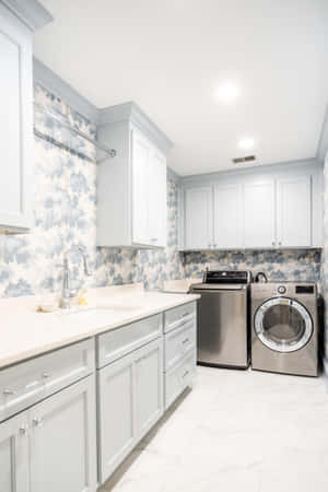 Modern Kitchenwith Washing Machine Wallpaper