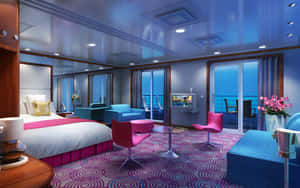 Modern Violet Interior Hotel Room Wallpaper