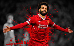Mohamed Red Uniform Liverpool 4k Wallpaper