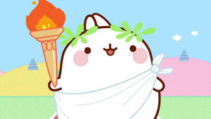 Molang Holding A Torch Wallpaper
