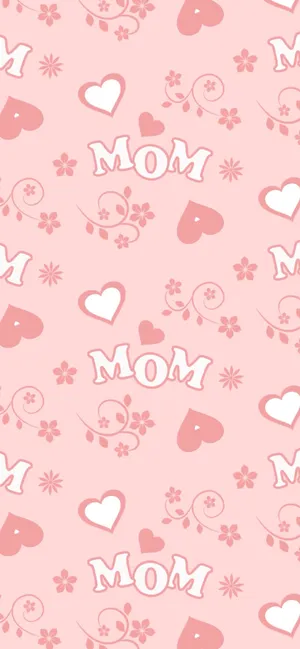 Mom Love Pattern Pink Background Wallpaper