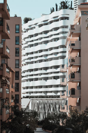 Monaco White Building Wallpaper