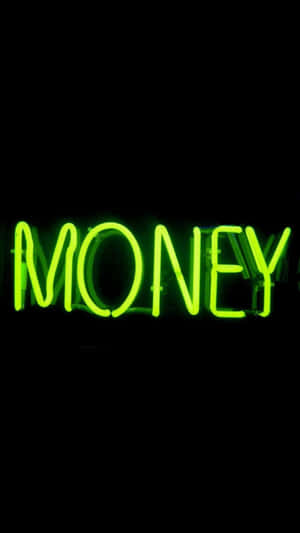 Money Green Led Light Sign Wallpaper