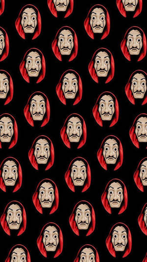 Money Heist Dali Mask Pattern Wallpaper