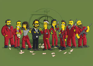 Money Heist Simpsons Version Wallpaper