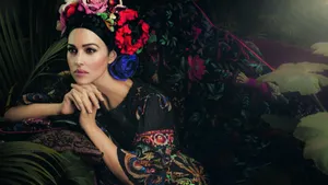 Monica_ Bellucci_ Floral_ Headdress_4 K Wallpaper