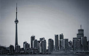 Monochromatic Cn Tower View Wallpaper