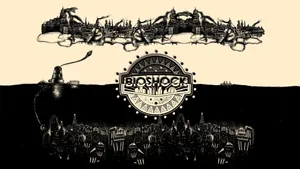 Monochrome Bioshock Cities Art Wallpaper